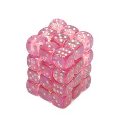 36 Pink /silver Borealis 12mm D6 Dice Block - CHX