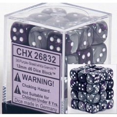 Gemini 12mm Purple-Steel w/White D6 Dice - CHX25832