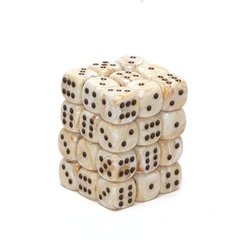 36 Ivory w/black Marble 12mm D6 Dice Block - CHX27802