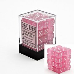 36 Pink w/white Frosted 12mm D6 Dice Block - CHXLE569