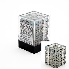 36 Clear w/black Borealis 12mm D6 Dice Block - CHX27800