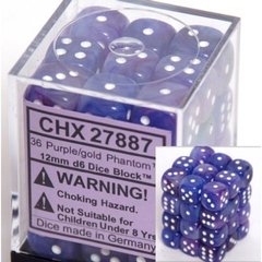 36 Purple w/white Phantom 12mm D6 Dice Block - CHX27887