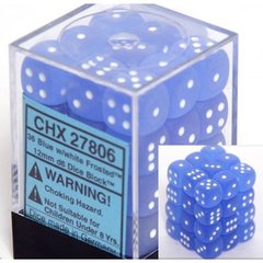 36 Blue /white Frosted 12mm D6 Dice Block - CHX27806