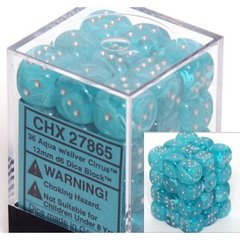 36 Aqua w/silver Cirrus 12mm D6 Dice Block - CHX27865