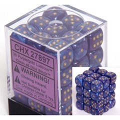 36 D6 Dice Block - 12mm Lustrous Purple with Gold - CHX27897