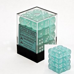 27805 36 Teal w/white Frosted 12mm D6 Dice Block