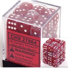 36 Cranberry Phantom 12mm D6 Dice Block - CHX27884