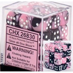 Gemini 12mm Black-Pink w/White D6 Dice - CHX25830