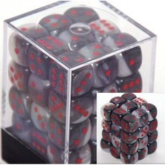 36 Black-White w/red Gemini 12mm D6 Dice Block - CHX26821