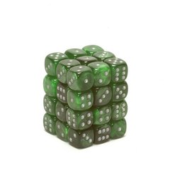 36 Green w/silver Velvet 12mm D6 Dice Block - CHX27875