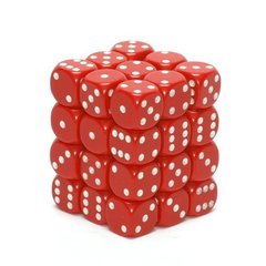 25804 36 Red w/white Opaque 12mm D6 Dice Block