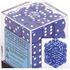 25806 36 Blue w/white Opaque 12mm D6 Dice Block