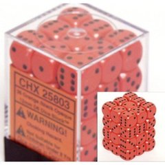 25803 36 Orange w/black Opaque 12mm D6 Dice Block