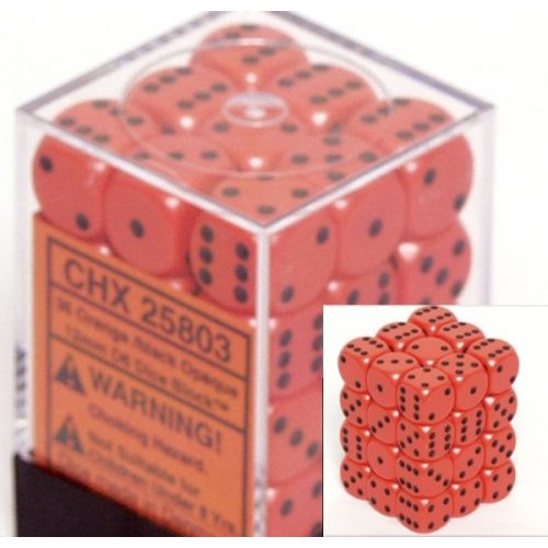 Opaque Orange w/Black - 12mm Dice Set (CHX25803)
