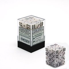 36 White w/black Mother of Pearl 12mm D6 Dice Block - CHX27811