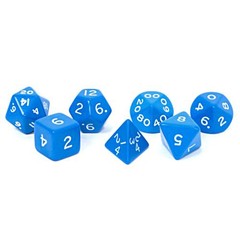 Jumbo Dice Set 7 Polyhedral Blue 28mm