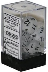 7 Clear w/Black Frosted Polyhedral Dice Set - CHX27401