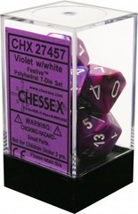 7 Violet w/White Festive Polyhedral Dice Set - CHX27457