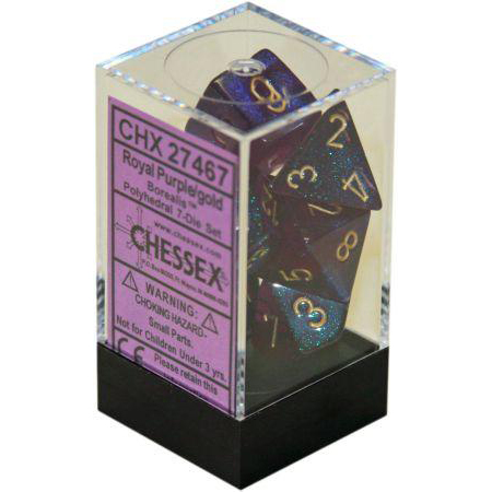 Royal Purple/gold Borealis Polyhedral 7 Dice Set - CHX27467