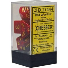 Red w/yellow Vortex Polyhedral 7-Die Set - CHX27444