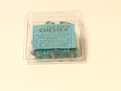 10 Translucent Teal w/white D10 Dice Set - CHX23215