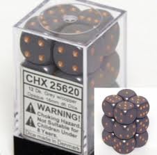 12 Dark Grey w/copper 16mm D6 Dice Set - CHX25620