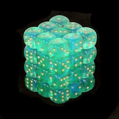 27825 36 Light Green w/gold Borealis 12mm D6 Dice Block