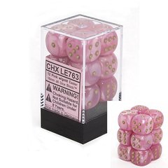 12 Pink w/gold Easter 16mm D6 Dice Block - CHXLE763