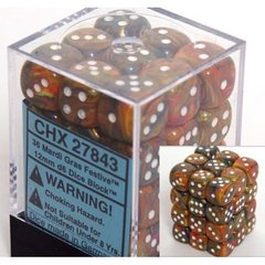 36 Mardi Gras Festive 12mm D6 Dice Block - CHX27843