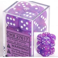 12 Purple w/white Wild 16mm D6 Dice Block - CHX27617