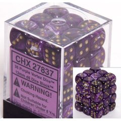 Vortex 12mm Purple w/Gold D6 Dice - CHX25837