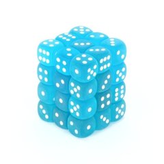 Chessex Dice Block 36ct 12mm d6 - Frosted Caribbean Blue with White Pips - CHX27816