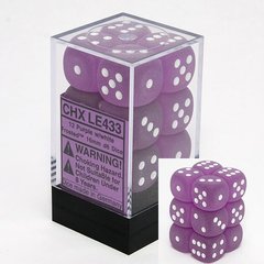 12 Purple w/white Frosted 16mm D6 Dice Block - CHXLE433