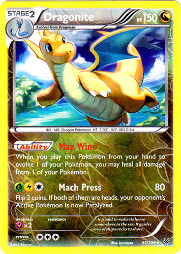 Dragonite - 51/108 - Rare - Reverse Holo