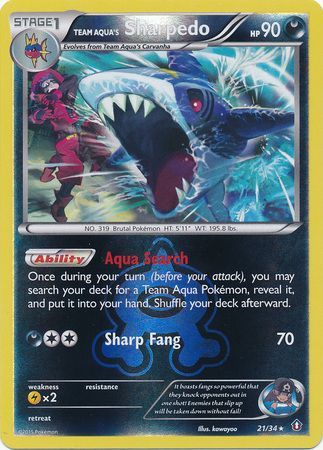 Team Aquas Sharpedo - 21/34 - Holo Rare - Reverse Holo