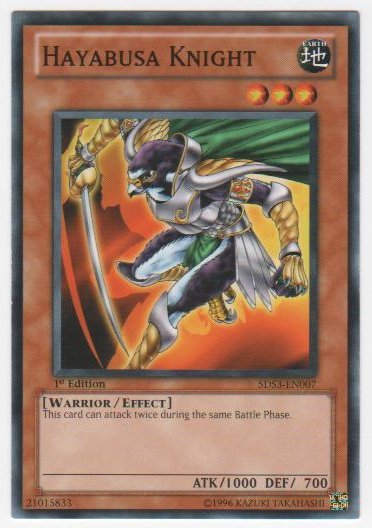 yugioh cards that can attack twice Hayabusa Knight - 5DS3-EN007 - Common - 1st Edition - Heavily Played