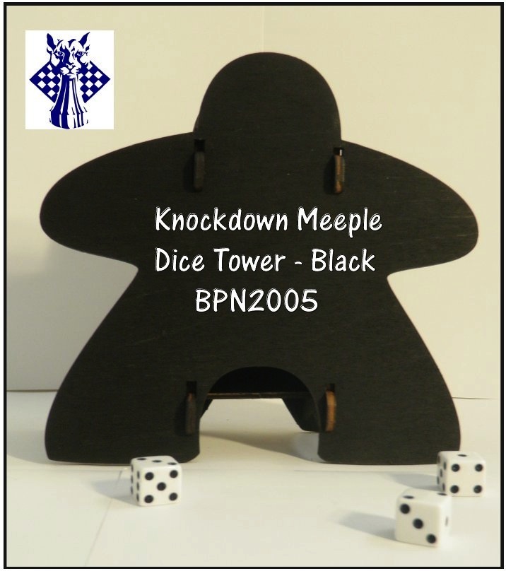 Knockdown Meeple Dice Tower - Black