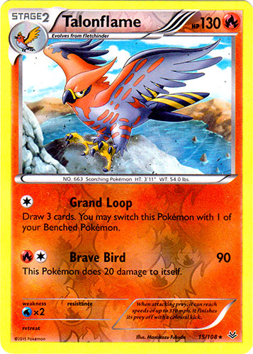 Talonflame - 15/108 - Rare - Reverse Holo