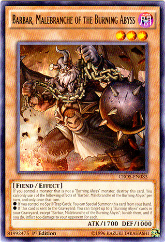 Barbar, Malebranche of the Burning Abyss - CROS-EN083 - Rare - 1st Edition Barbar, Malebranche of the Burning Abyss - CROS-EN083 - Rare - 1st Edition