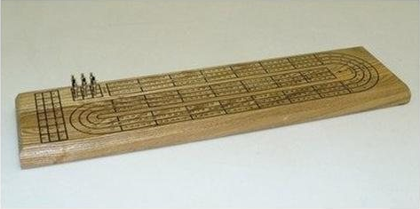 3-track Light Oak Cribbage Board With Metal Pegs