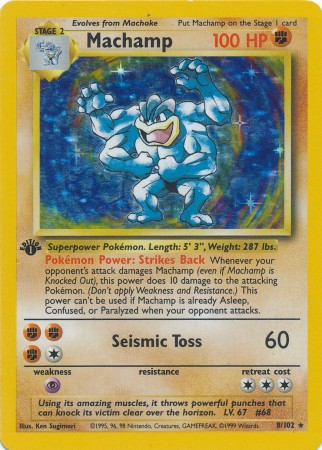 1st Edition shops Machamp Base Set Holo (Excellent Condition)