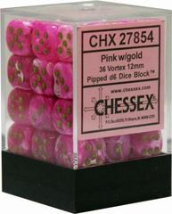 Vortex Pink w/Gold - 12mm D6 Dice Set (CHX27854)