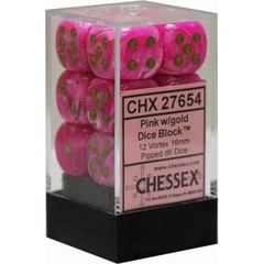 Vortex Pink w/Gold - 16mm D6 Dice Set (CHX27654)