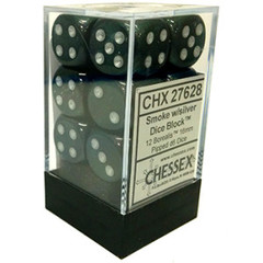 12 16mm Smoke w/Silver Borealis D6 Dice - CHX27628