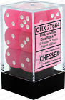 12 Pink w/White Frosted 16mm D6 Dice Block