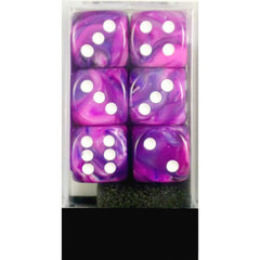 12 16mm Violet w/White Festive D6 Dice - CHX27657