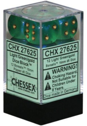CHX 27775 Light Green w/Gold Borealis 16mm D6 (12)