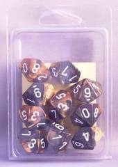 10 Black-Copper w/White Gemini D10 Dice Set - CHX26227