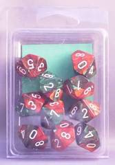 10 Green-Red w/White Gemini D10 Dice Set - CHX26231