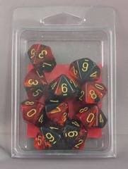 10 Black Red w/Gold Gemini D10 Dice Set - CHX26233